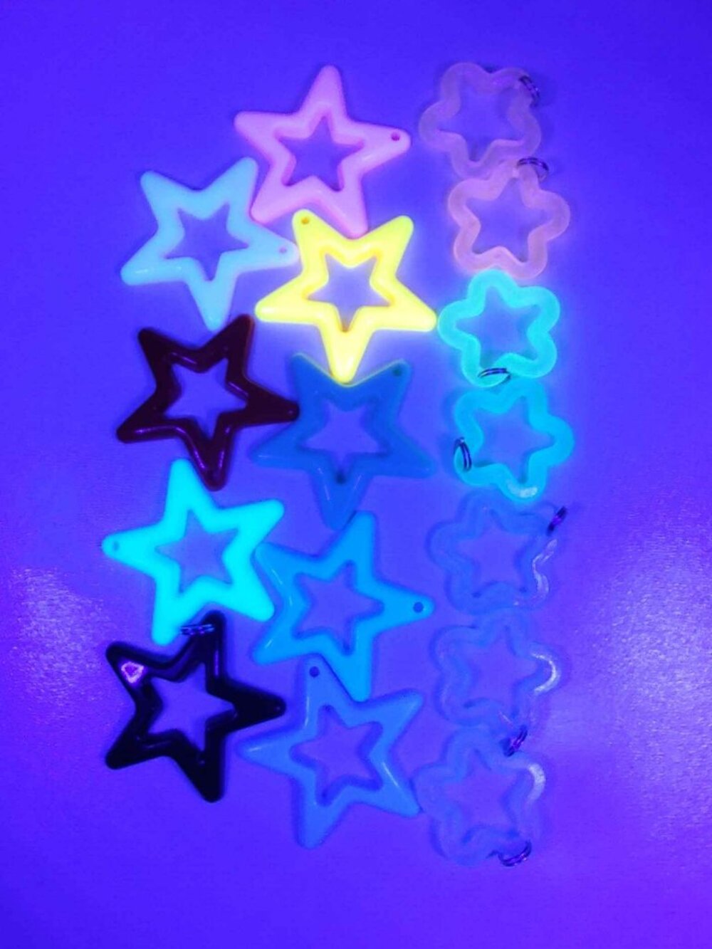 16 colors Star Earrings charms glow kandi kids SS hooks and silicone stoppers - Picture 6 of 9